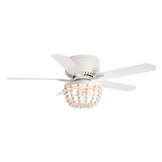 48" New Delhi Hamptons Farmhouse Flush Mount Reversible Ceiling Fan with Lighting
