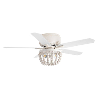 48" New Delhi Hamptons Farmhouse Flush Mount Reversible Ceiling Fan with Lighting
