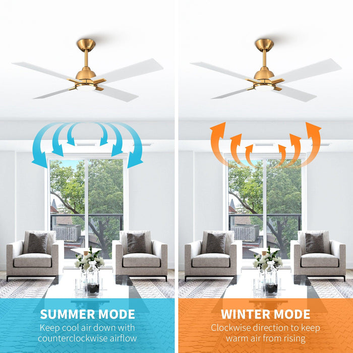 48" Linden DC Motor Downrod Mount Reversible Ceiling Fan with Lighting and Remote Control