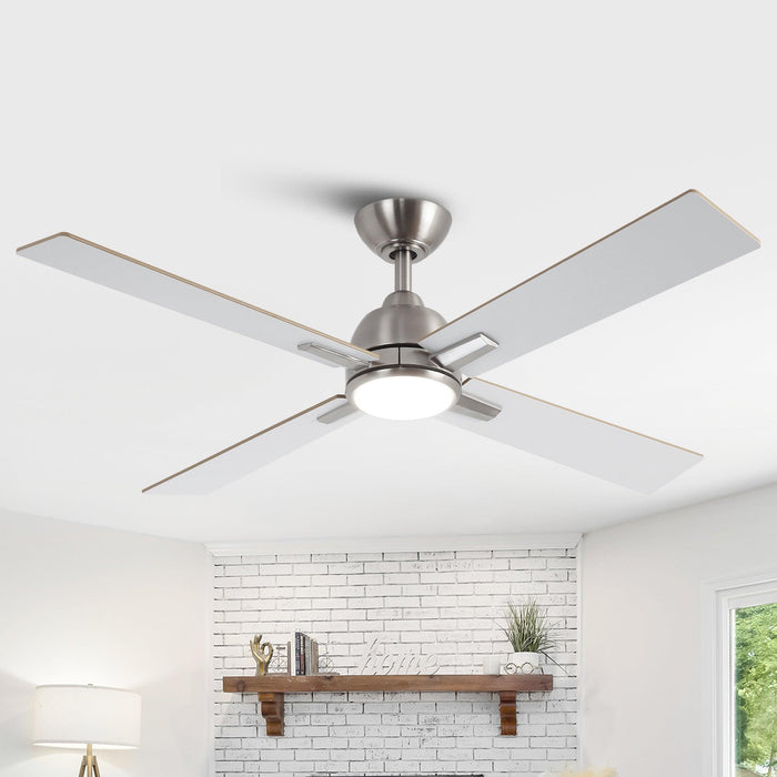 48" Linden DC Motor Downrod Mount Reversible Ceiling Fan with Lighting and Remote Control