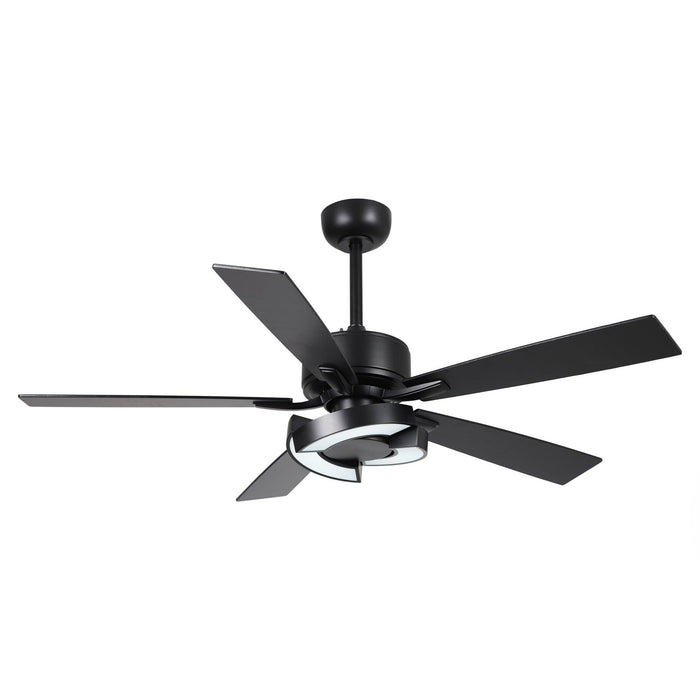 52" 5 Blades Black Ceiling Fan with Lighting