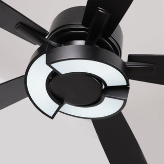 52" 5 Blades Black Ceiling Fan with Lighting