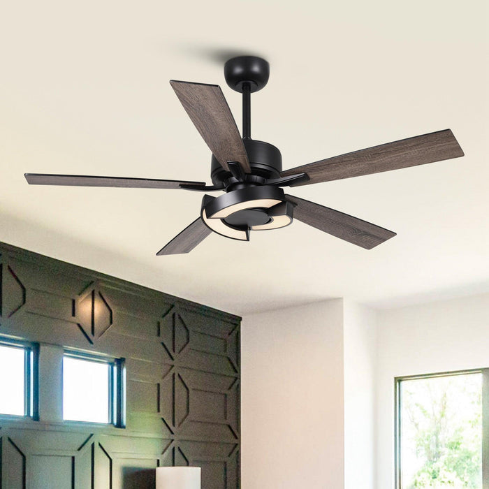 52" 5 Blades Black Ceiling Fan with Lighting