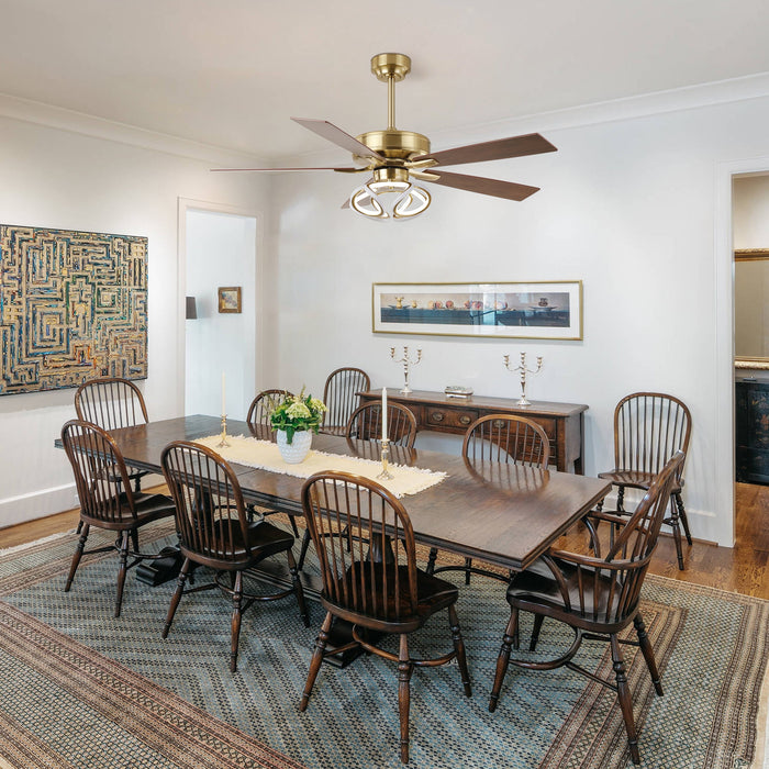 52 Inch Antique Bronze Golden Boyd Downrod Mount RGB LED Smart Fan