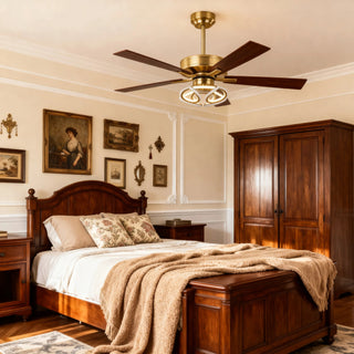 52 Inch Antique Bronze Golden Boyd Downrod Mount RGB LED Smart Fan