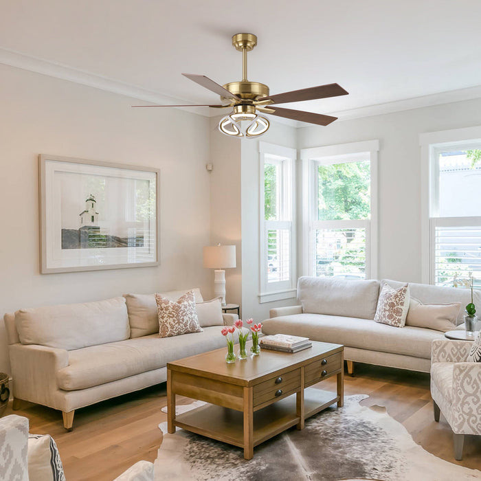 52 Inch Antique Bronze Golden Boyd Downrod Mount RGB LED Smart Fan