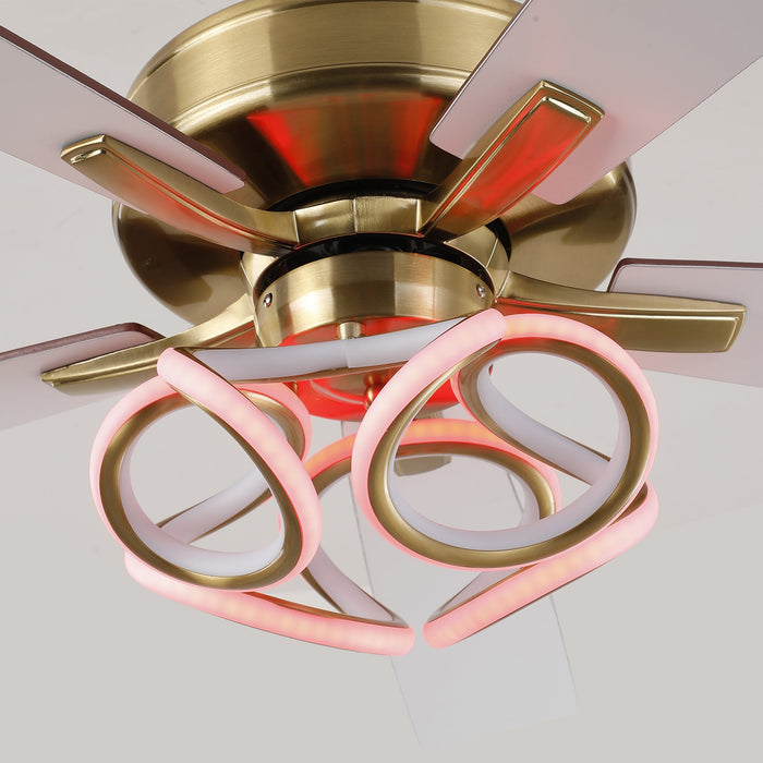 52 Inch Antique Bronze Golden Boyd Downrod Mount RGB LED Smart Fan