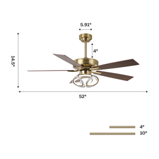 52 Inch Antique Bronze Golden Boyd Downrod Mount RGB LED Smart Fan