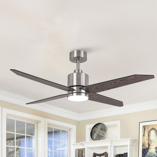 52" Ashby Hamptons Industrial Satin Nickel DC Motor Ceiling Fan with LED Lighting and Remote Control