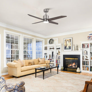 52" Ashby Hamptons Industrial Satin Nickel DC Motor Ceiling Fan with LED Lighting and Remote Control