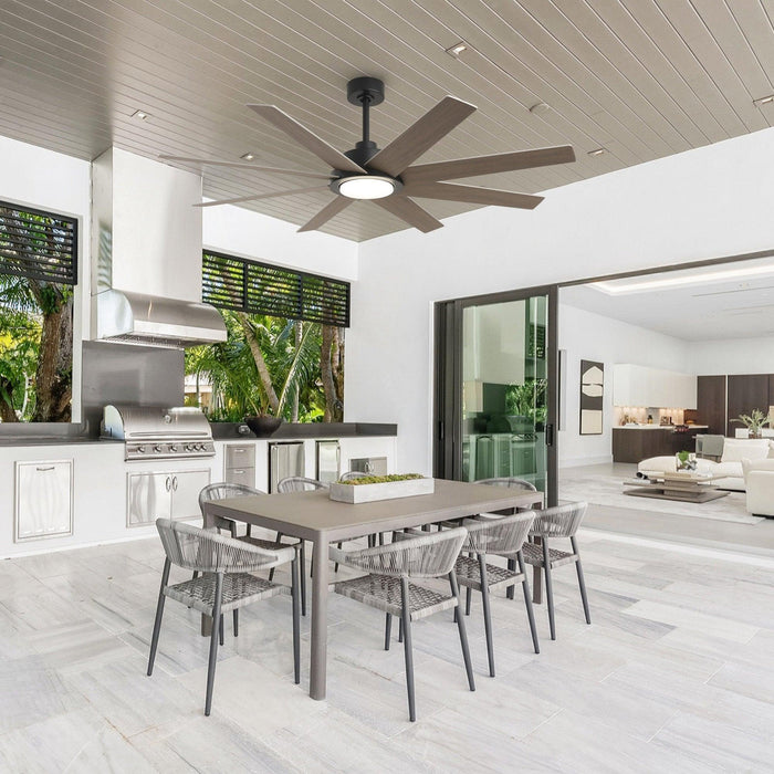 60" DC Motor 8 Blades Modern Downrod Mount Ceiling Fan with LED Light and Remote Control