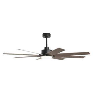60" DC Motor 8 Blades Modern Downrod Mount Ceiling Fan with LED Light and Remote Control