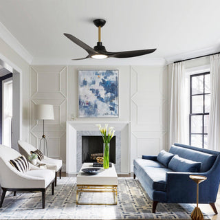 52" DC Motor 3 Blades Hamptons Modern Downrod Mount Smart Fan with LED Light