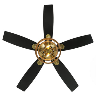 52 Inch Danube Hamptons Farmhouse DC Motor Golden Downrod Ceiling Fan with Light