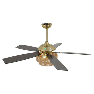 52 Inch Danube Hamptons Farmhouse DC Motor Golden Downrod Ceiling Fan with Light