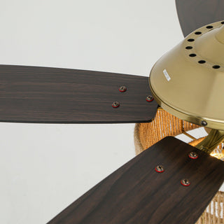 52 Inch Danube Hamptons Farmhouse DC Motor Golden Downrod Ceiling Fan with Light