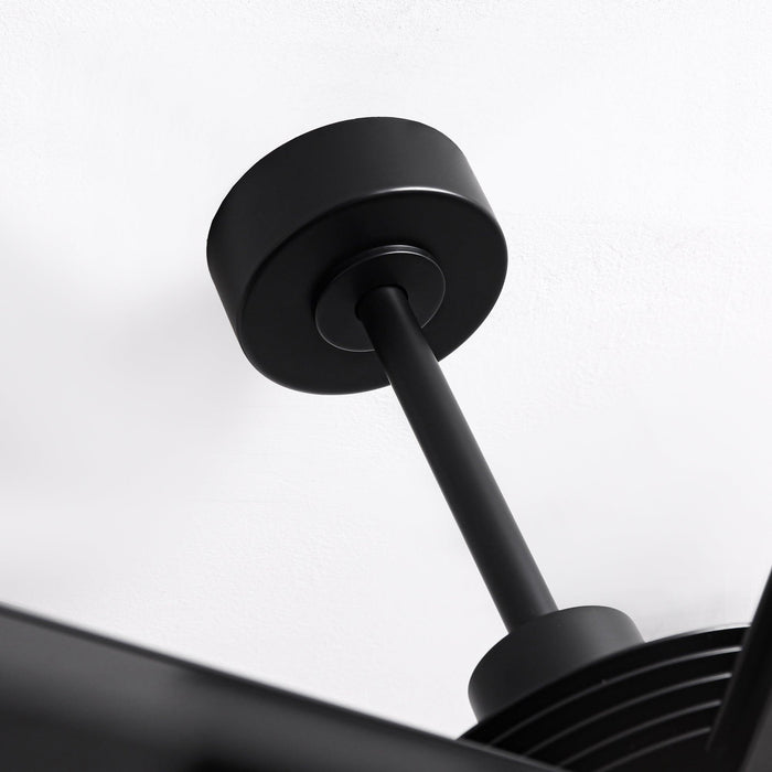 213 cm / 254 cm Padus Black Extra Large Ceiling Fan with Dimmable Lighting, Remote Control, Industrial Downrod Mount Design for Living Room, Bedroom, Warehouses, Gyms & Indoor/Outdoor Use