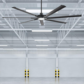 213 cm / 254 cm / 305 cm Black Extra Large Ceiling Fan with Dimmable Lighting Remote Control for Warehouses Gyms & Indoor/Outdoor Use