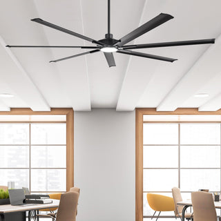 213 cm / 254 cm / 305 cm Black Extra Large Ceiling Fan with Dimmable Lighting Remote Control for Warehouses Gyms & Indoor/Outdoor Use