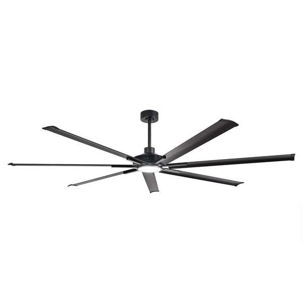 213 cm / 254 cm / 305 cm Black Extra Large Ceiling Fan with Dimmable Lighting Remote Control for Warehouses Gyms & Indoor/Outdoor Use