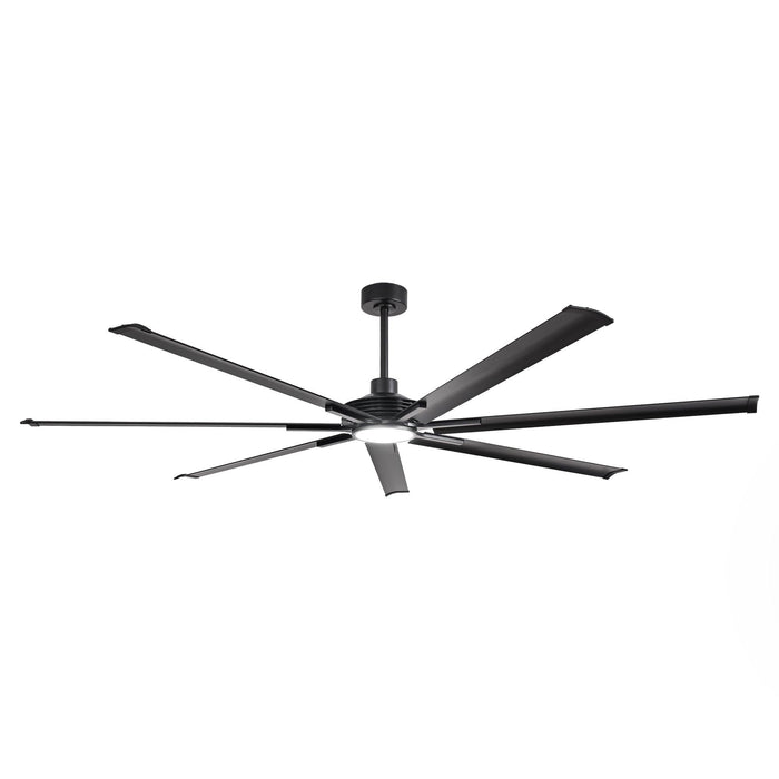 213 cm / 254 cm Padus Black Extra Large Ceiling Fan with Dimmable Lighting, Remote Control, Industrial Downrod Mount Design for Living Room, Bedroom, Warehouses, Gyms & Indoor/Outdoor Use