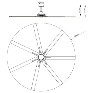 213 cm / 254 cm / 305 cm Black Extra Large Ceiling Fan with Dimmable Lighting Remote Control for Warehouses Gyms & Indoor/Outdoor Use