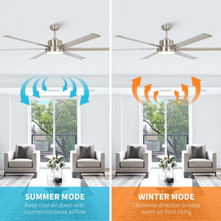 65 Inch Freda DC Motor Modern Downrod Ceiling Fan with LED Light and Remote Control