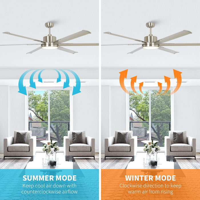 65 Inch Freda DC Motor Modern Downrod Ceiling Fan with LED Light and Remote Control