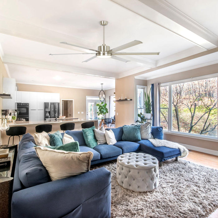 65 Inch Freda DC Motor Modern Downrod Ceiling Fan with LED Light and Remote Control