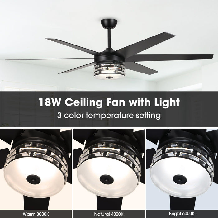70" Modern DC Motor Downrod Mount Reversible Ceiling Fan with Lighting and Remote Control