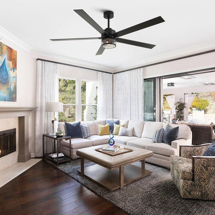 65" Modern Reversible Ceiling Fan with Lighting and Remote Control