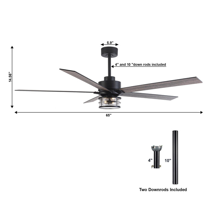 65" Modern Reversible Ceiling Fan with Lighting and Remote Control
