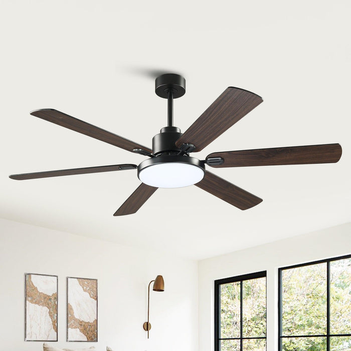60" Industrial DC Motor Downrod Mount Reversible Ceiling Fan with Lighting and Remote Control