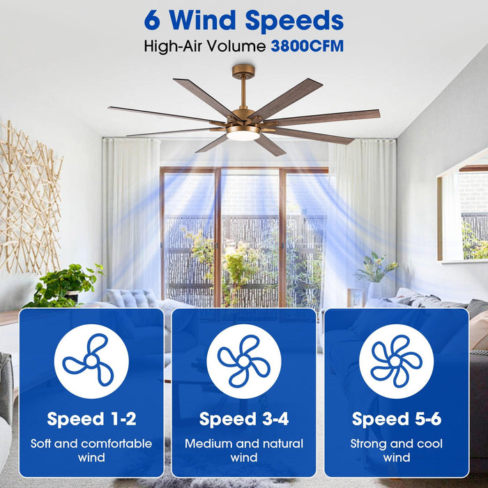 65" Balachandran Industrial DC Motor Downrod Mount Ceiling Fan with LED Lighting and Remote Control