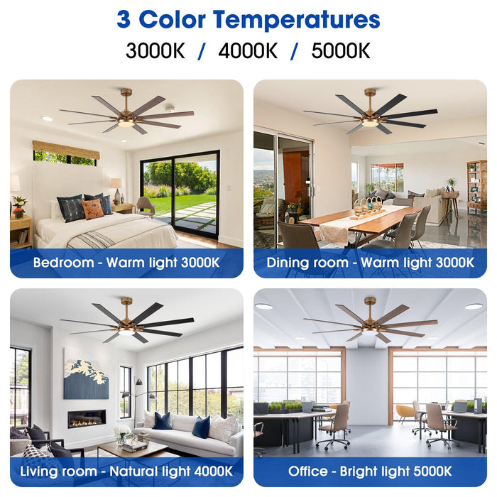65" Balachandran Industrial DC Motor Downrod Mount Ceiling Fan with LED Lighting and Remote Control