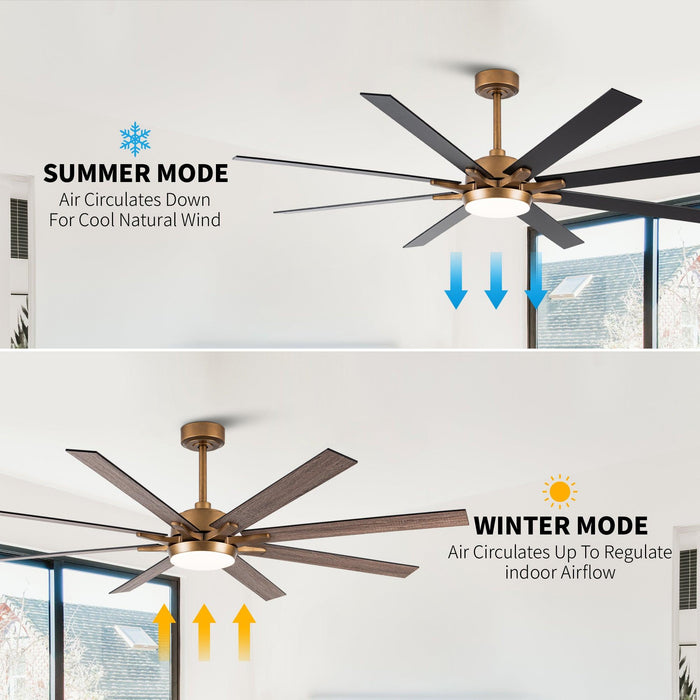 65" Balachandran Industrial DC Motor Downrod Mount Ceiling Fan with LED Lighting and Remote Control