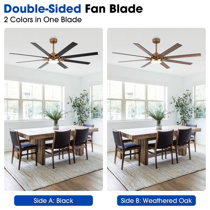 65" Balachandran Industrial DC Motor Downrod Mount Ceiling Fan with LED Lighting and Remote Control