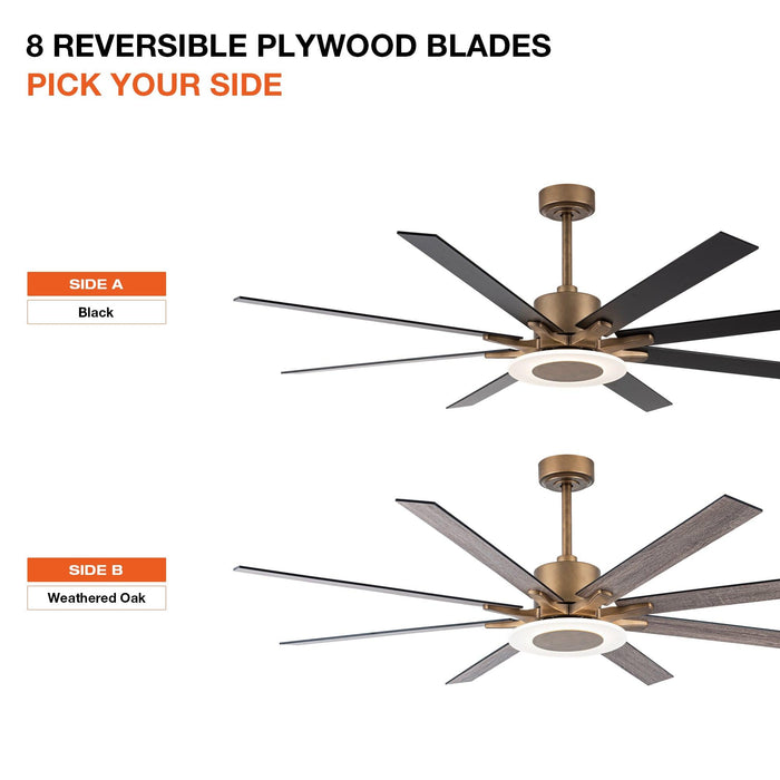 65" Godavari Industrial Downrod Mount Reversible Ceiling Fan with LED Lighting and Remote Control