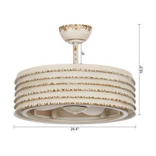 24" Kolkata Hamptons Modern Downrod Mount Reversible Ceiling Fan with Lighting and Remote Control