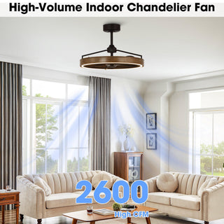 27" Mumbai Farmhouse Downrod Mount Ceiling Fan with LED Lighting and Remote Control