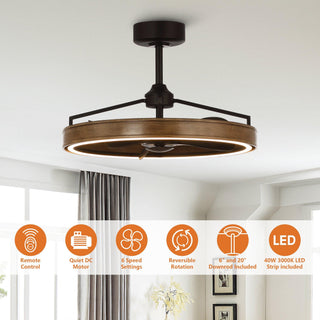 27" Mumbai Farmhouse Downrod Mount Ceiling Fan with LED Lighting and Remote Control