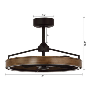 27" Mumbai Farmhouse Downrod Mount Ceiling Fan with LED Lighting and Remote Control