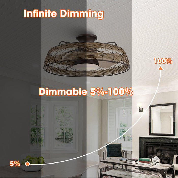 27" Farmhouse Reversible Flush Mount Ceiling Fan