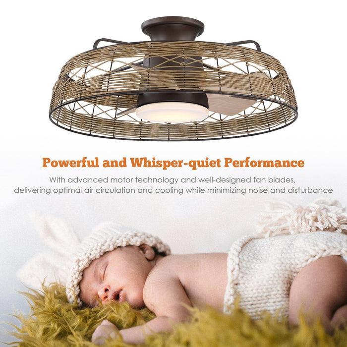 27" Farmhouse Reversible Flush Mount Ceiling Fan