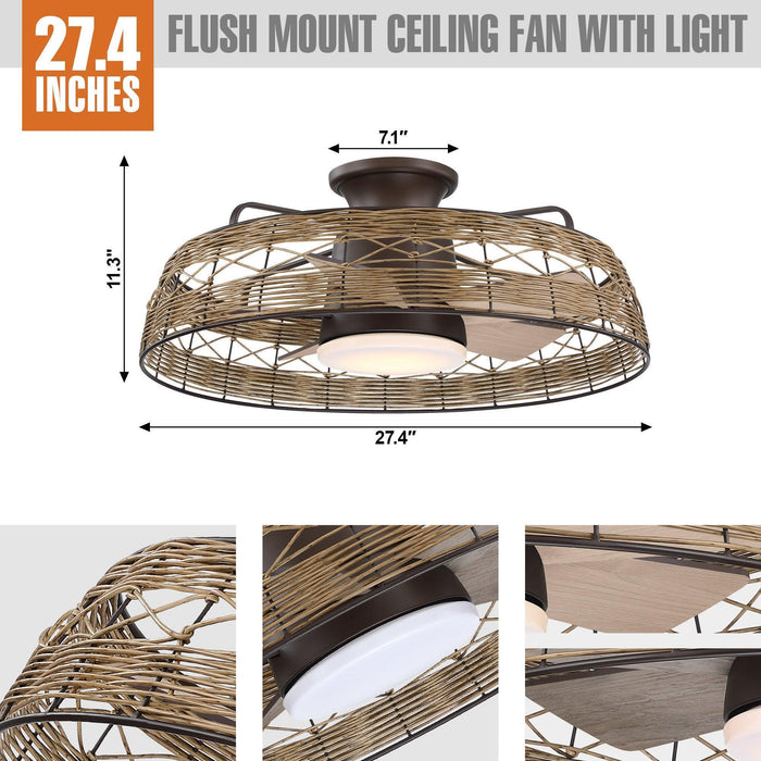 27" Farmhouse Reversible Flush Mount Ceiling Fan