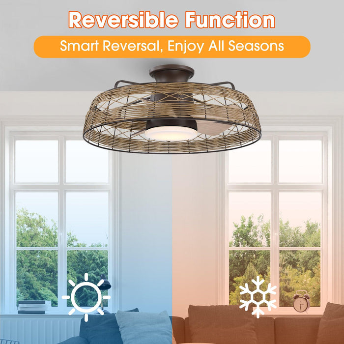 27" Farmhouse Reversible Flush Mount Ceiling Fan