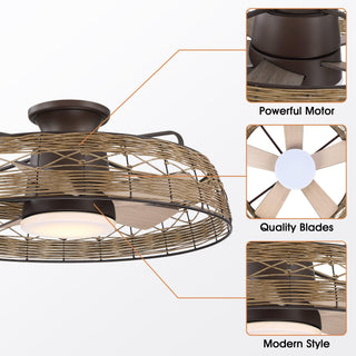 27" Farmhouse Reversible Flush Mount Ceiling Fan