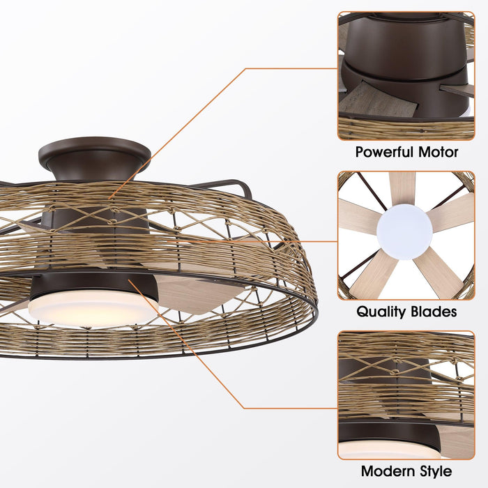 27" Farmhouse Reversible Flush Mount Ceiling Fan