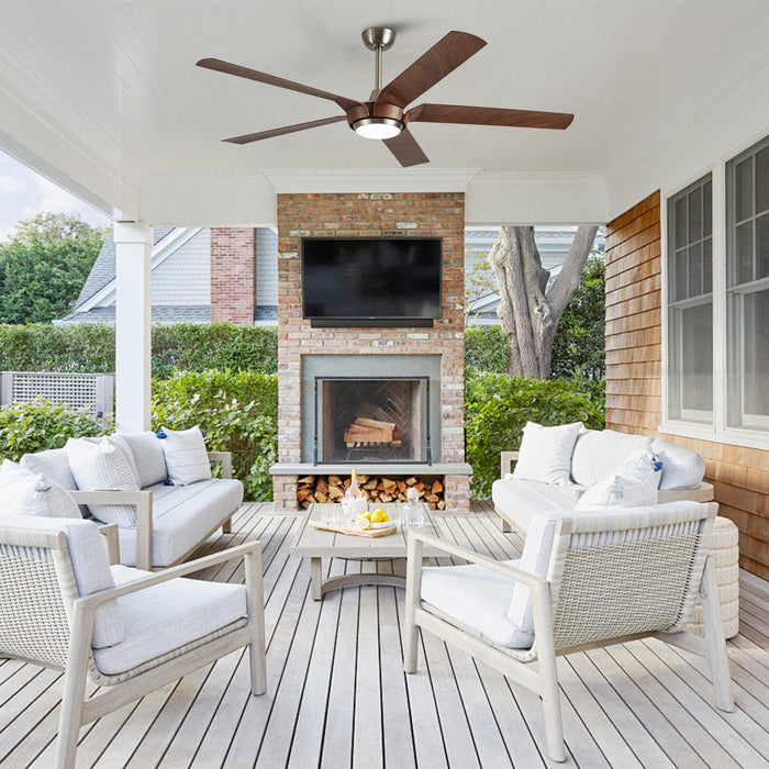 65" Fury Farmhouse DC Motor Downrod Mount Ceiling Fan with Lighting and Remote Control