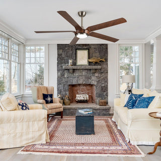 65" Fury Hamptons Farmhouse DC Motor Downrod Mount Ceiling Fan with Lighting and Remote Control